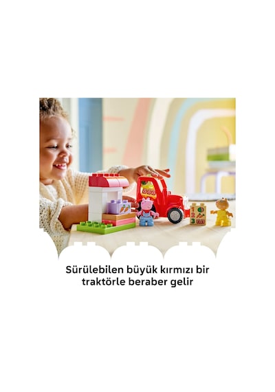 LEGO® DUPLO® Peppa Pig Traktör ve Pazar 10468 - 2 Yaş ve Üzeri Çocuklar için Figür İçeren Eğitici Oyuncak Yapım Seti (18 parça)
