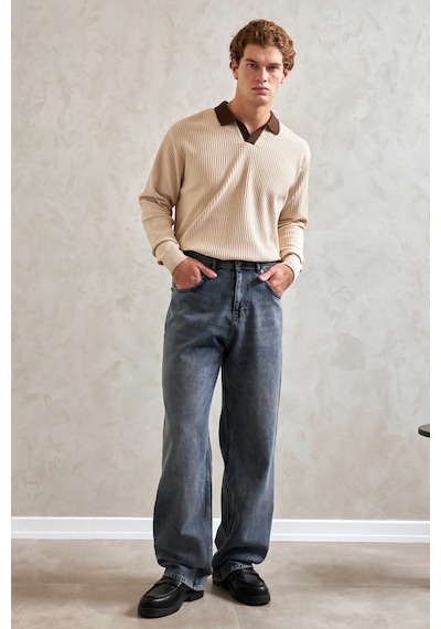 Erkek Ekstra Baggy Jean Pantolon Açık Mavi