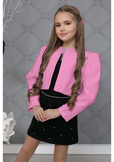 Riccotarz Kız Çocuk Üzeri Taş Işlemeli Etek Askılı Penye Bluz Ve Pembe Blazer Ceket Etekli Takım 001 Riccotarz Kız Çocuk Üzeri Taş Işlemeli Etek Askılı Penye Bluz Ve Pembe Blazer Ceket Etekli Takım 001