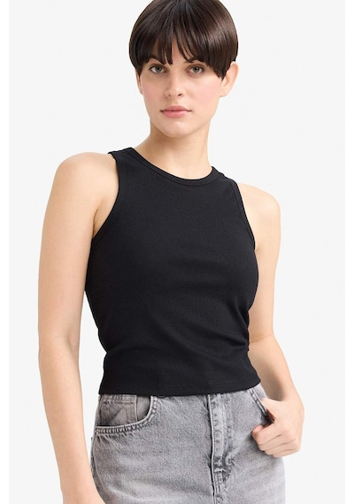 Defacto Slim Fit Dar Kesim Basic Düz Halter Yaka Fitilli Kaşkorse Pedli Atlet G0843ax25aubk81 Siyah
