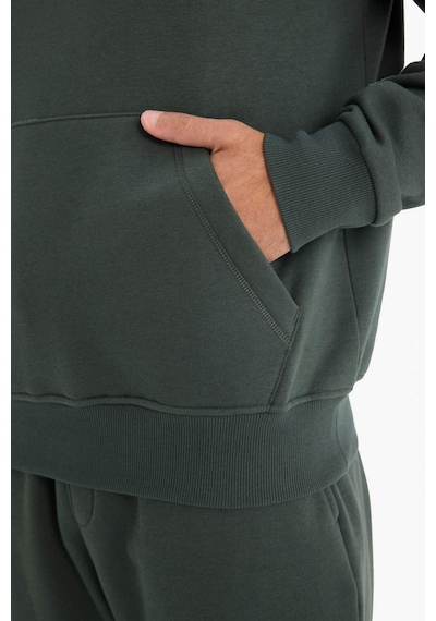 Defacto Regular Fit Kapüşonlu İçi Yumuşak Tüylü Kanguru Cepli Basic Düz Sweatshirt X8283az25augn1155 Yeşil