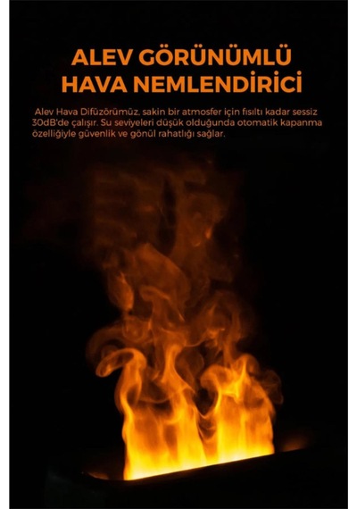Ultrasonik Hava Nemlendirici Simülasyon 3d Alev Işığı Nemlendirici - Buhar Makinesi 230ml