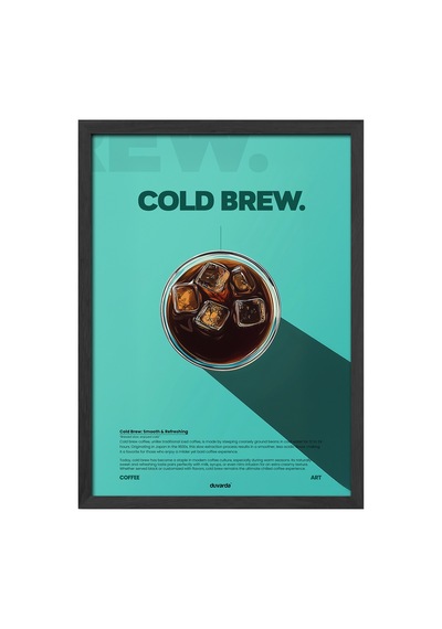 Cold Brew Kahve Siyah Ahşap Çerçeveli Poster, Dekoratif Duvar Tablosu