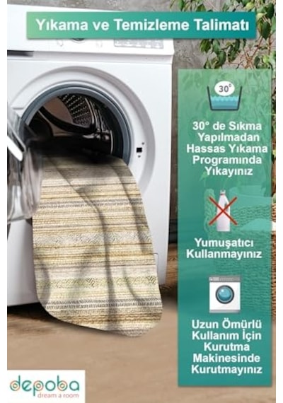 Tr Alexis Kadife Kilim Desen Kaymaz Pamuk Tabanlı Yıkanabilir Antibakteriyel Salon Halısı 200x300 Diğer