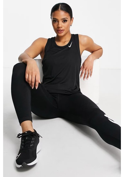 Nike Dri Fit Race Running Singlet Tank Top Kadın Antrenman Atleti Siyah Siyah
