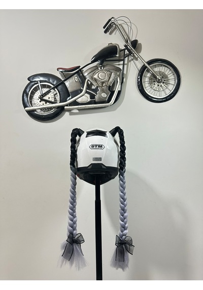 Motor & Motosiklet Gri Ombreli Çift Örgü Saç Kask Dış Aksesuar Diğer