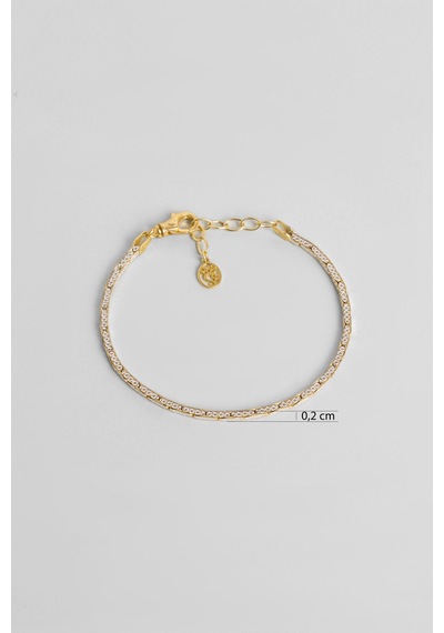İtalyan Zincir 18 Ayar Sarı Altın Kaplama 19 Cm Gümüş Bileklik 77446353