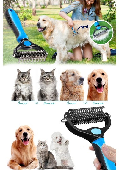 Mucit Home Metal Uçlu Köpek Kedi Uzun Tüy Bakım Tarağı Tüy Topak Kıtık Açıcı Tarak 1 Adet