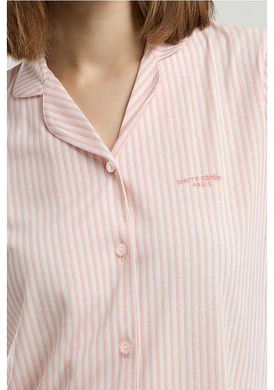 Pierre Cardin 9020 Kadın Uzun Kollu Gömlek Pijama Takımı-pembe Pembe