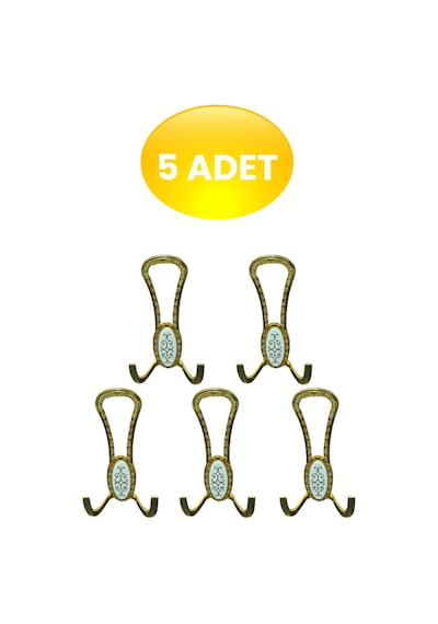 Seçil Gold Altın Metal Portmanto Vestiyer Duvar Dolap Mobilya Kapı Askısı Askılığı Askılık 5 Adet Altın Altın