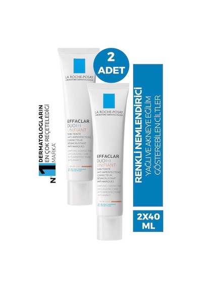 La Roche Posay Effaclar Duo + Cilt Bozukluğu Ve Akne Lekelerine Karşı Düzeltici Bakım Teinte Medium 40 Ml 2 Adet