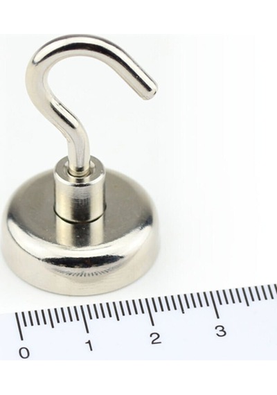 Ay Magnet Çap 25mm Kanca Mıknatıs -Güçlü Neodyum Pot Mıknatıs N35