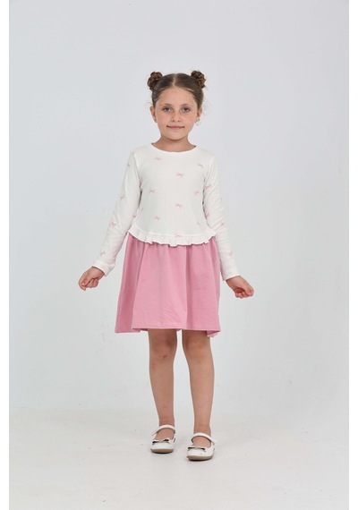 Toontoy Kids Toontoy Kız Çocuk Fiyonk Baskılı Elbise Lila