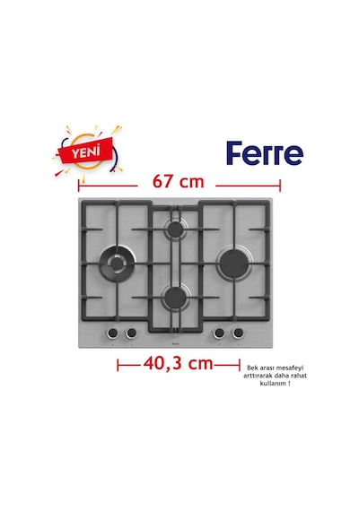 Afm Tech Ve Ferre Griom Turbolu Inox - Siyah ED071-WFA WOK + FM7700 + FM3400 Ankastre Set