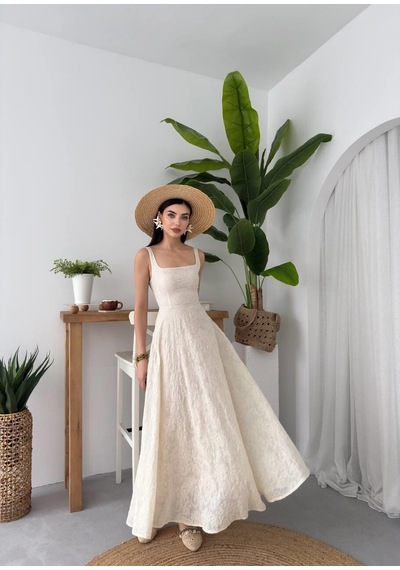 Nils Butik Krem Dantel Dokulu Salaş Maxi Elbise-nişan-nikah-mezuniyet-özel Davet Açık Bej Nils Butik Krem Dantel Dokulu Salaş Maxi Elbise-nişan-nikah-mezuniyet-özel Davet Açık Bej