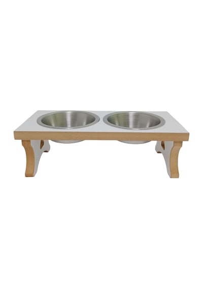 Realwood Ahşap Çelik Kaseli Köpek Mama ve Su Kabı 400 ML