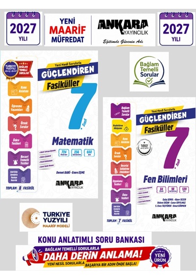 2027 7.sınıf Matematik-fen Konu Anlatımlı Bağlam Temelli Soru Bankası %100 Yeni Fasikül Müfredat