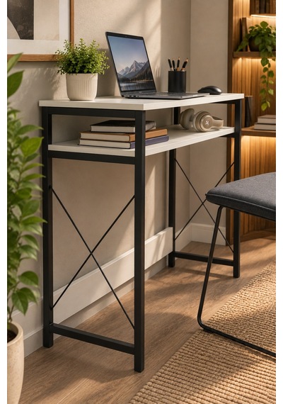 Sulorahome Beyaz Suntalam Çalışma Masası Ve Bilgisayar Masası 90 Cm