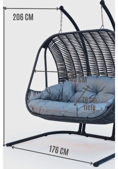 Pucci Home Vivense-balina Gardenya Monalin Çiftli Rattan Berjer Salincak. Krem