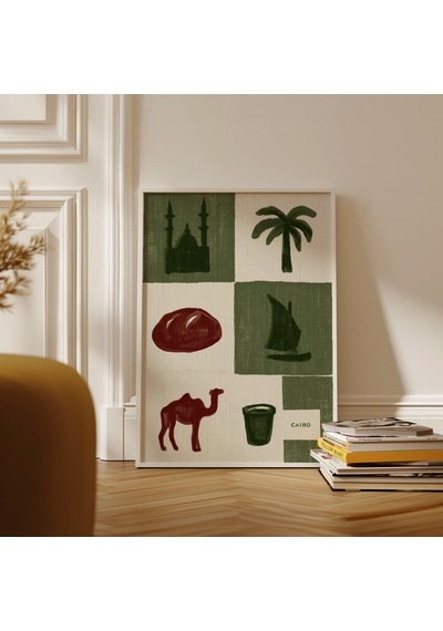 Kahire Seyahat Posteri Mısır Şehir Manzarası Duvar Dekoru Minimalist Afrika Estetiği Baskı