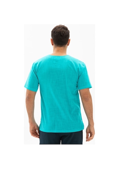 Kısa Kol Şile Bezi Bisiklet Yaka Erkek Tshirt Turkuaz 3054