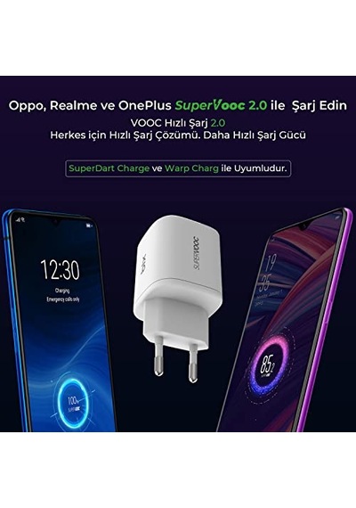 Sv67 65w Gan Usb-a Supervooc 2.0 + 67w Pd Type-c Çift Bağlantı Noktalı Yüksek Hızlı Şarj Cihazı, Oppo Find X2,