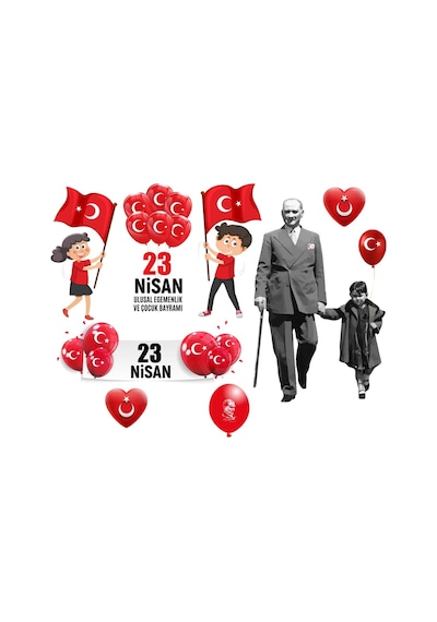 23 Nisan 29 Ekim Süsleme 50 Adet Ay Yıldızlı Balon Kırmızı