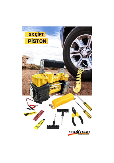 Profesyonel Çift Pistonlu 12v 150 Psi Hızlı Dolum Araba Lastik Bot Şişirme Kompresörü Lastik Set