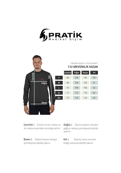 Koyu Gri 112 Acil Sağlık Bisiklet Yaka Mevsimlik Kazak Unisex