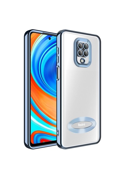 Xiaomi Redmi Note 9 Pro Yanları Renkli Lens Korumalı Logo Gösteren Luxury Silikon Kılıf - Gümüş