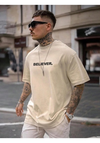 Altamira Erkek Believer Baskılı Oversize T-shirt 001