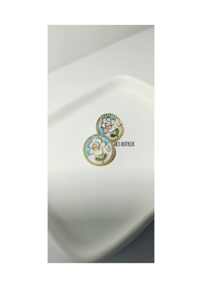 Mineli Çiçek Küpe Ekru - 725594753 Ekru