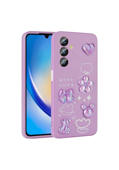 Lexroo Samsung Galaxy Uyumlu A24 Kabartma Figürlü Parlak Toys Silikon Kılıf - Beyaz