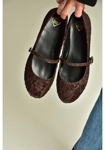 Fox Shoes Z726232704 Kahverengi Kumaş Bantlı Kadın Babet