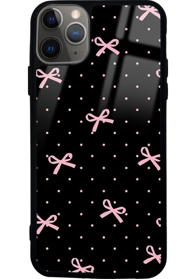 Apple Uyumlu iPhone 11 Pro Max Pembe Kurdele Tasarımlı Glossy Telefon Kılıfı Çok Renkli