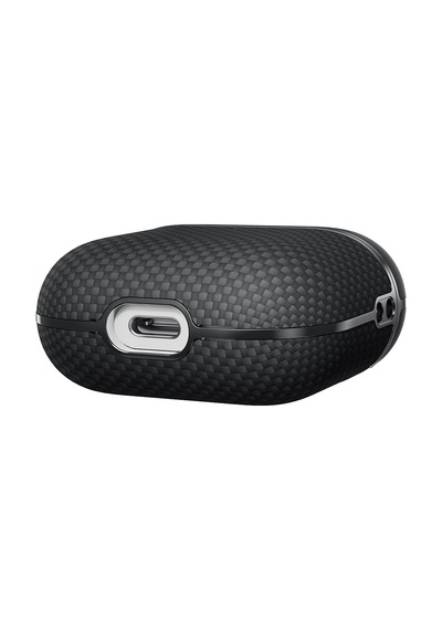 Apple Uyumlu AirPods Pro 2 Kılıf 1500d Aramid Fiber Pitaka Ultra-slim Classic Serisi Black-grey Twill Siyah-gri