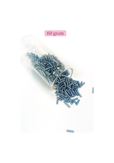 Uzun Boru Kesme Boncuk Çap 2mm Uzunluk 10 Mm - 60 Gram - Camgöbeği Mavi - Bnc267