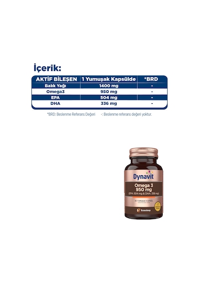 Dynavit Omega 3 950 MG Balık Yağı 30 Kapsül