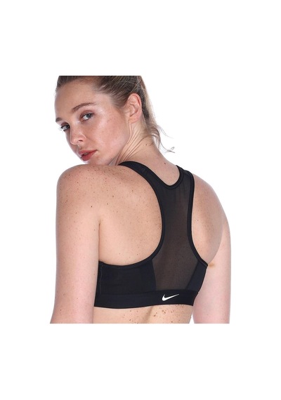 Swoosh Orta Destekli Dolgulu Önü Fermuarlı Kadın Spor Sütyeni Dd1205-010 Siyah