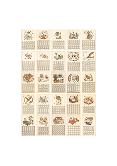 Vintage 30 Günlük Alışkanlık Takip Habit Tracker Sticker Seti - 175 Adet Çıkartma - A4 Parlak Kuşe Çok Renkli