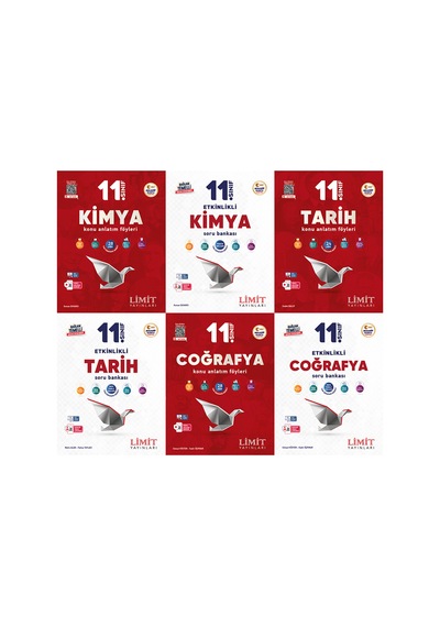 Limit 2027 11. Sınıf Kimya + Tarih + Coğrafya Konu Anlatım Föyleri + Soru Bankası Seti 6 Kitap Maarif Model