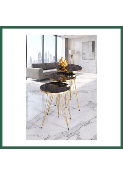 Bezos Zigon Sehpa Gold Bendir Tel Bzs01 Altın