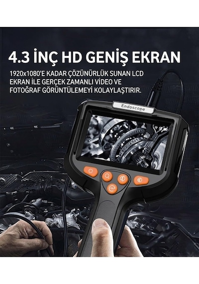 Profesyonel Endoskop Kamera Monitörlü El Tipi / 5 Metre Genel