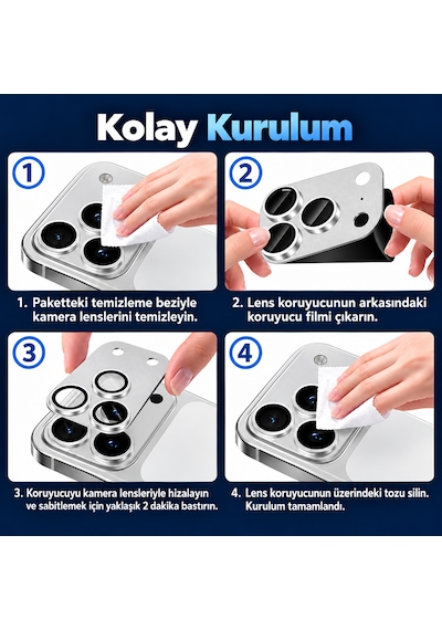 Microcase Apple Uyumlu Apple iPhone 18 Pro Max Kamera Camı Lens Koruyucu Halka Set - Al3131 Kırmızı
