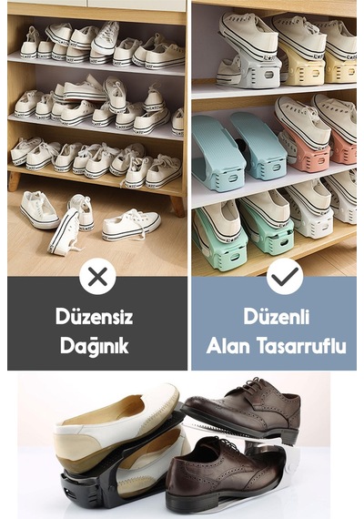 Siyah 10 Adet Ayakkabılık Düzenleyici Ayakkabı Rampası Ayakkabılık Organizeri 10 Parça Plastik Siyah Beyaz