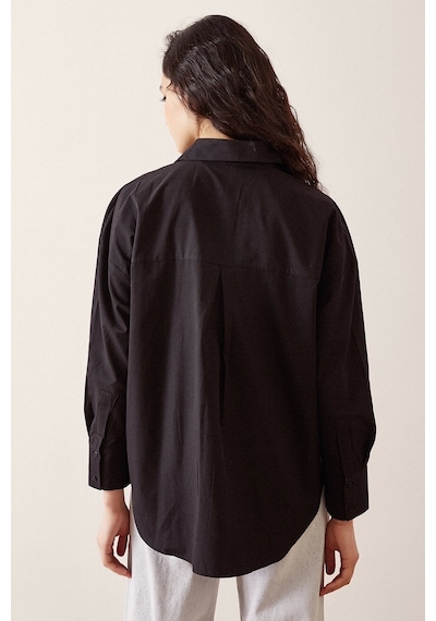 Never More Basic Poplin Gömlek Siyah
