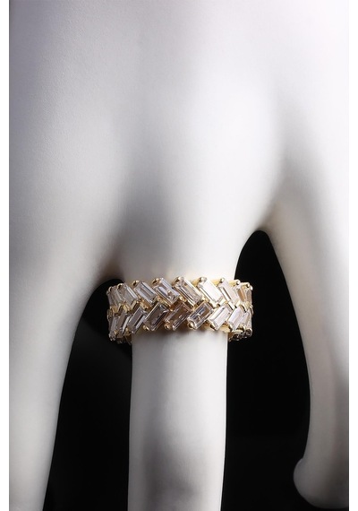 Omar Silver Kadın Zigzag Zirkon Baget Taşlı Tamtur Yüzük (520600146)