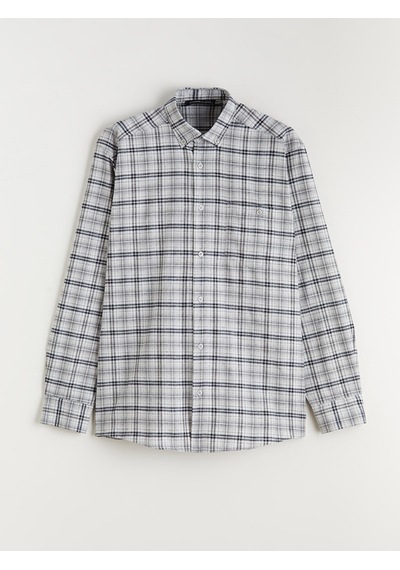 Lcwaıkıkı Classic Gri Regular Fit Uzun Kollu Ekose Gabardin Erkek Gömlek