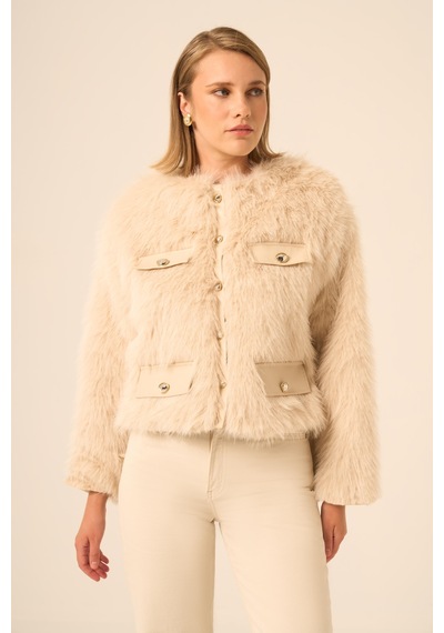 Ftz Women Kadın Peluş Mont Beige 31241 Beige