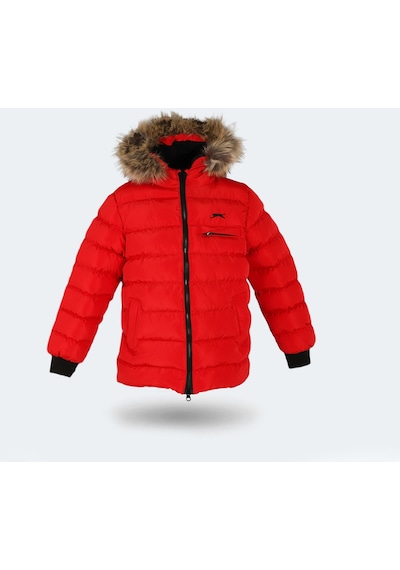 Slazenger CALISTO NEW Çocuk Kapüşonlu Şişme Kırmızı Mont & Kaban